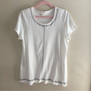 COLDWATER CREEK Embroidered Scoop Neck Tee, Large